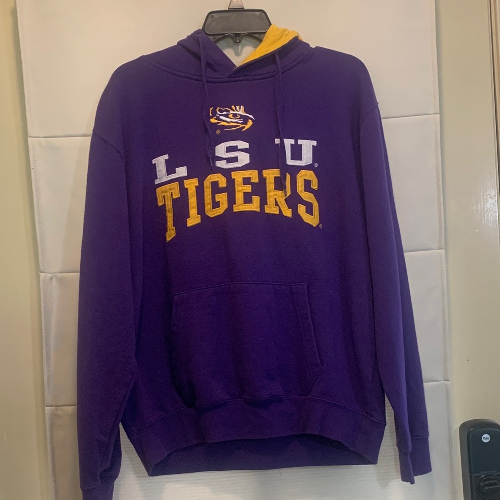 Stadium Athletics LSU Tigers Purple and Gold Embroidered Fleece Hoodie Large